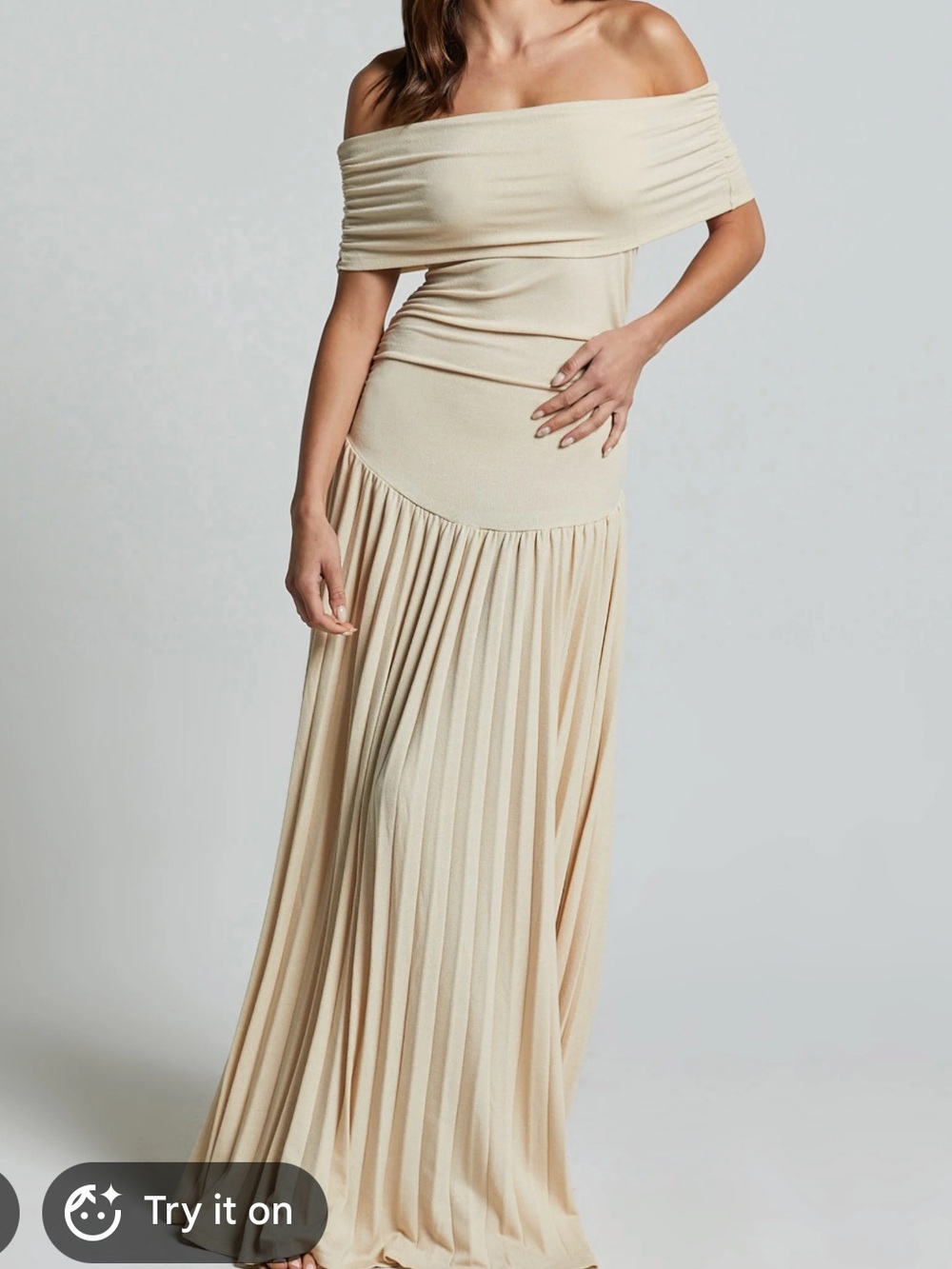 Lioness Off-Shoulder Pleated Maxi Dress